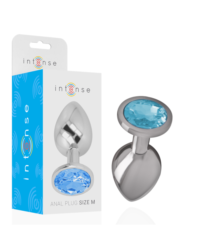 INTENSE PLUG ANAL METAL ALUMINIO CON CRISTAL AZUL TALLA M