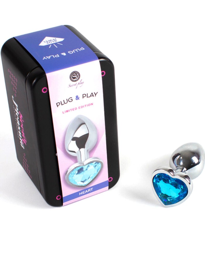 SECRETPLAY METAL BUTT PLUG CORAZoN AZUL TALLA S 7 CM