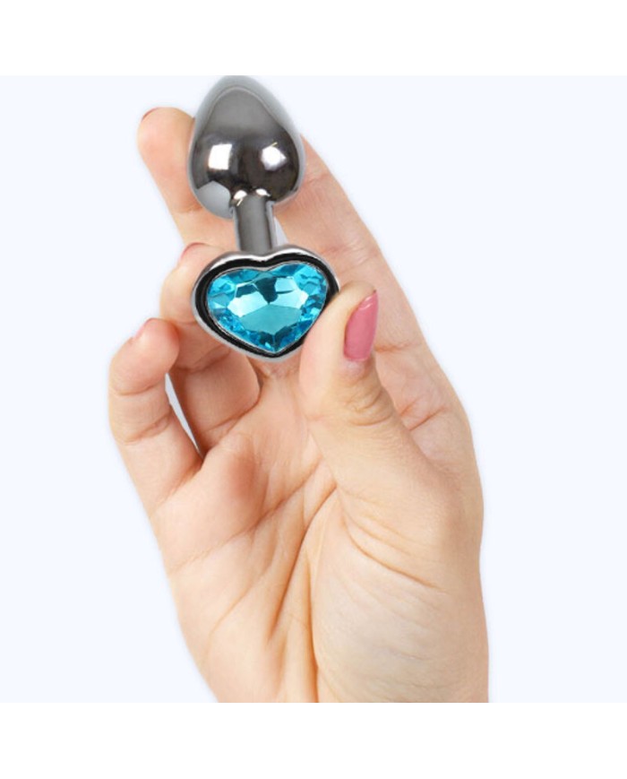 SECRETPLAY METAL BUTT PLUG CORAZoN AZUL TALLA S 7 CM