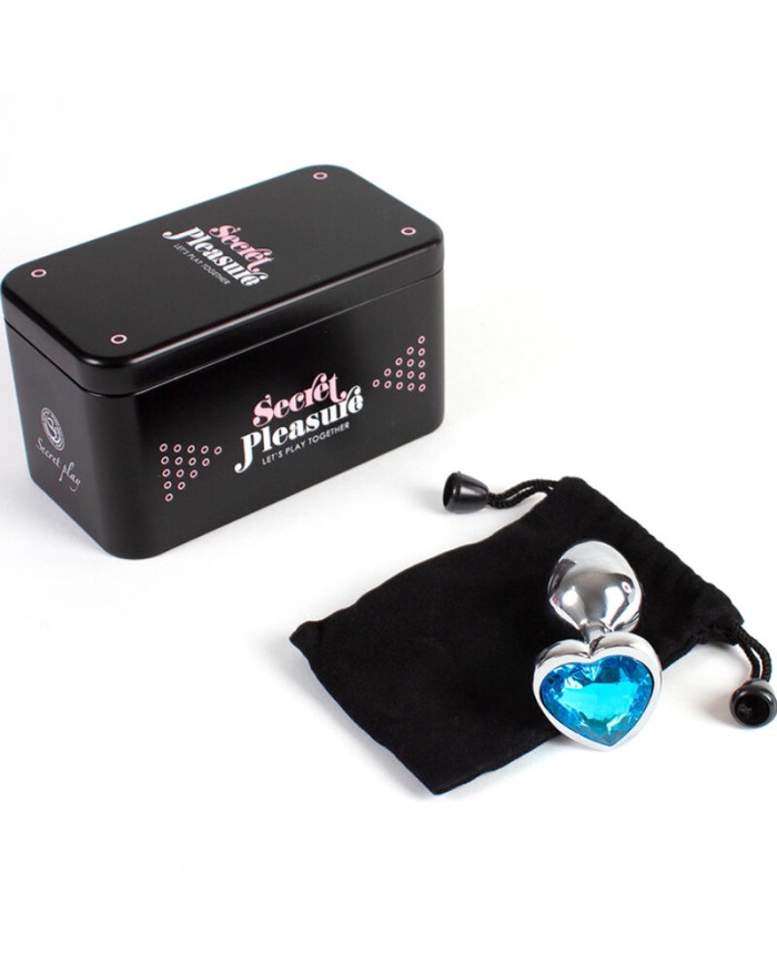 SECRETPLAY METAL BUTT PLUG CORAZoN AZUL TALLA S 7 CM