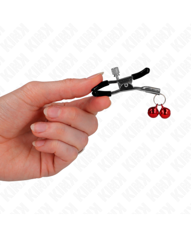 KINK PINZAS PARA PEZONES CON DOBLE CAMPANILLA ROJO 6 CM KINK PINZAS PARA PEZONES CON DOBLE CAMPANILLA ROJO 6 CM