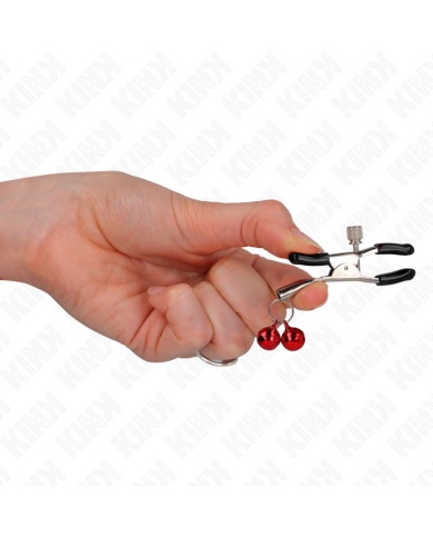 KINK PINZAS PARA PEZONES CON DOBLE CAMPANILLA ROJO 6 CM KINK PINZAS PARA PEZONES CON DOBLE CAMPANILLA ROJO 6 CM