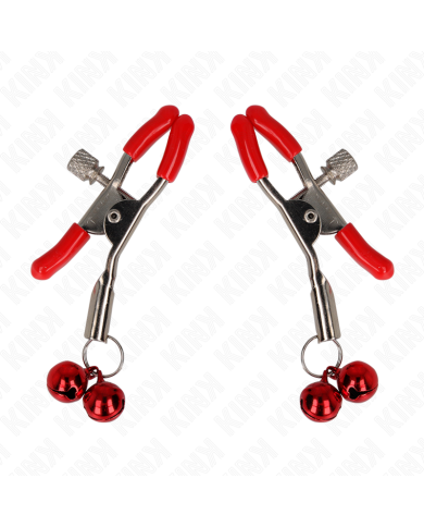 KINK PINZAS PARA PEZONES ROJAS CON DOBLE CAMPANILLA ROJO 6 CM KINK PINZAS PARA PEZONES ROJAS CON DOBLE CAMPANILLA ROJO 6 CM