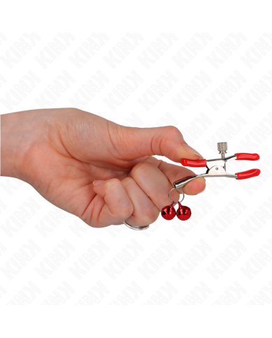 KINK PINZAS PARA PEZONES ROJAS CON DOBLE CAMPANILLA ROJO 6 CM KINK PINZAS PARA PEZONES ROJAS CON DOBLE CAMPANILLA ROJO 6 CM