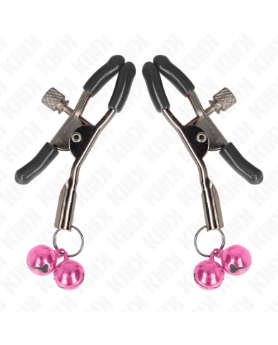 KINK PINZAS PARA PEZONES CON DOBLE CAMPANILLA ROSA 6 CM KINK PINZAS PARA PEZONES CON DOBLE CAMPANILLA ROSA 6 CM