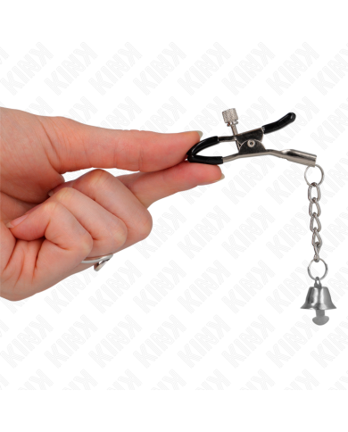 KINK PINZAS PARA PEZONES CON COLGANTE DE CAMPANA PLATEADO 6 CM KINK PINZAS PARA PEZONES CON COLGANTE DE CAMPANA PLATEADO 6 CM