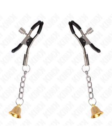 KINK PINZAS PARA PEZONES CON COLGANTE DE CAMPANA DORADO 6 CM KINK PINZAS PARA PEZONES CON COLGANTE DE CAMPANA DORADO 6 CM