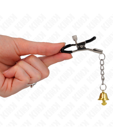 KINK PINZAS PARA PEZONES CON COLGANTE DE CAMPANA DORADO 6 CM KINK PINZAS PARA PEZONES CON COLGANTE DE CAMPANA DORADO 6 CM