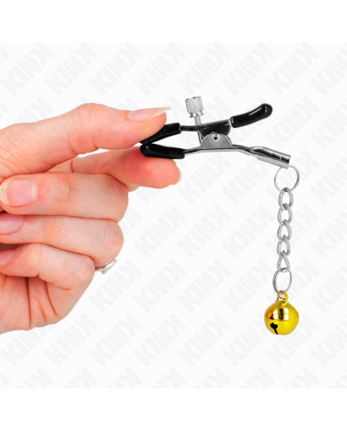 KINK PINZAS PARA PEZONES CON COLGANTE DE CASCABEL DORADO 6 CM KINK PINZAS PARA PEZONES CON COLGANTE DE CASCABEL DORADO 6 CM