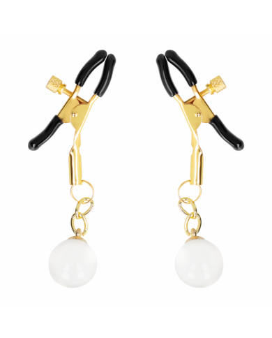 KINK PINZAS PARA PEZONES DORADAS CON COLGANTE DE VIDRIO 6 CM KINK PINZAS PARA PEZONES DORADAS CON COLGANTE DE VIDRIO 6 CM