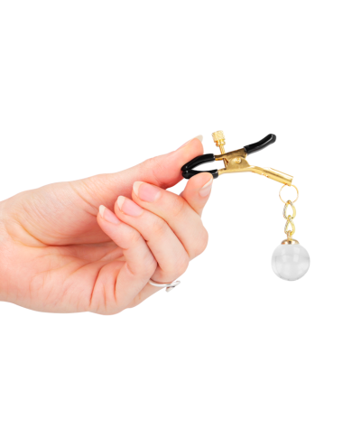 KINK PINZAS PARA PEZONES DORADAS CON COLGANTE DE VIDRIO 6 CM KINK PINZAS PARA PEZONES DORADAS CON COLGANTE DE VIDRIO 6 CM
