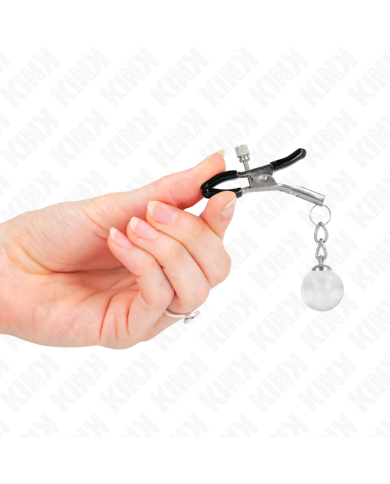 KINK PINZAS PARA PEZONES PLATEADAS CON COLGANTE DE VIDRIO 6 CM KINK PINZAS PARA PEZONES PLATEADAS CON COLGANTE DE VIDRIO 6 CM