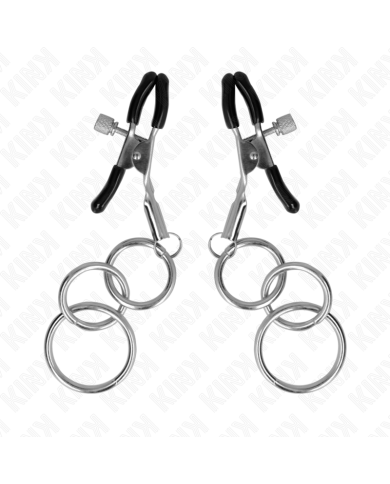 KINK PINZAS PARA PEZONES CON 3 AROS 6 CM KINK PINZAS PARA PEZONES CON 3 AROS 6 CM
