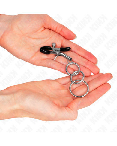KINK PINZAS PARA PEZONES CON 3 AROS 6 CM KINK PINZAS PARA PEZONES CON 3 AROS 6 CM