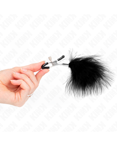 KINK PINZAS PARA PEZONES CON PLUMA NEGRO 7 CM KINK PINZAS PARA PEZONES CON PLUMA NEGRO 7 CM