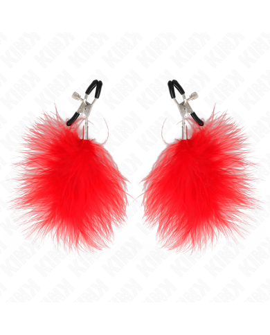 KINK PINZAS PARA PEZONES CON PLUMA ROJO 7 CM KINK PINZAS PARA PEZONES CON PLUMA ROJO 7 CM