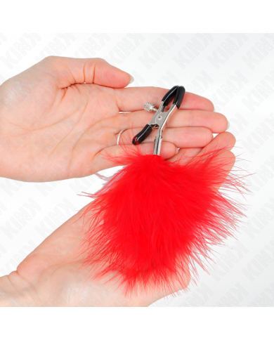 KINK PINZAS PARA PEZONES CON PLUMA ROJO 7 CM KINK PINZAS PARA PEZONES CON PLUMA ROJO 7 CM