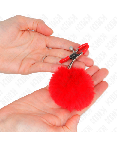 KINK PINZAS PARA PEZONES CON POMPON ROJO 6 CM KINK PINZAS PARA PEZONES CON POMPON ROJO 6 CM
