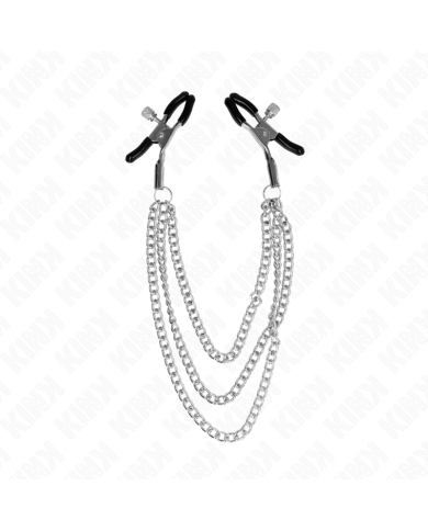 KINK PINZAS PARA PEZONES CON TRIPLE CADENA PLATEADO 20 23 28 CM KINK PINZAS PARA PEZONES CON TRIPLE CADENA PLATEADO 20 23 28 CM