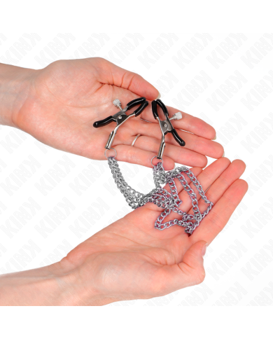 KINK PINZAS PARA PEZONES CON TRIPLE CADENA PLATEADO 20 23 28 CM KINK PINZAS PARA PEZONES CON TRIPLE CADENA PLATEADO 20 23 28 CM