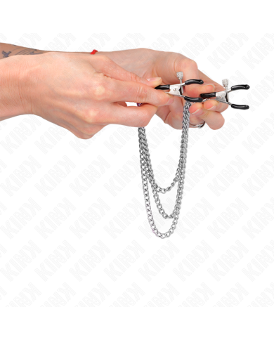 KINK PINZAS PARA PEZONES CON TRIPLE CADENA PLATEADO 20 23 28 CM KINK PINZAS PARA PEZONES CON TRIPLE CADENA PLATEADO 20 23 28 CM