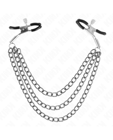 KINK PINZAS PARA PEZONES CON TRIPLE CADENA NEGRO 20 23 28 CM KINK PINZAS PARA PEZONES CON TRIPLE CADENA NEGRO 20 23 28 CM