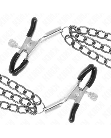 KINK PINZAS PARA PEZONES CON TRIPLE CADENA NEGRO 20 23 28 CM KINK PINZAS PARA PEZONES CON TRIPLE CADENA NEGRO 20 23 28 CM