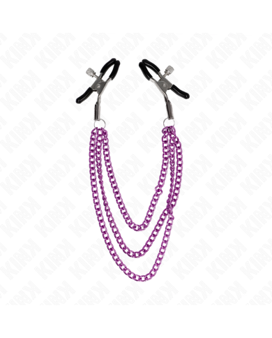 KINK PINZAS PARA PEZONES CON TRIPLE CADENA VIOLETA 20 23 28 CM KINK PINZAS PARA PEZONES CON TRIPLE CADENA VIOLETA 20 23 28 CM