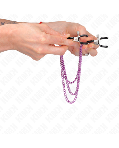 KINK PINZAS PARA PEZONES CON TRIPLE CADENA VIOLETA 20 23 28 CM KINK PINZAS PARA PEZONES CON TRIPLE CADENA VIOLETA 20 23 28 CM