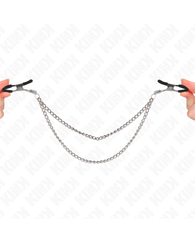 KINK PINZAS PARA PEZONES CON DOBLE CADENA GRUESA PLATEADO 20 23 CM KINK PINZAS PARA PEZONES CON DOBLE CADENA GRUESA PLATEADO 20 23 CM