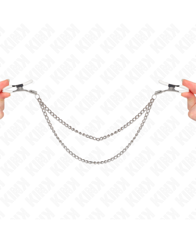 KINK PINZAS PARA PEZONES CON DOBLE CADENA FINA PLATEADO 20 23 CM KINK PINZAS PARA PEZONES CON DOBLE CADENA FINA PLATEADO 20 23 CM