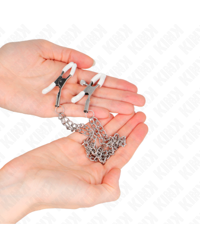 KINK PINZAS PARA PEZONES CON DOBLE CADENA FINA PLATEADO 20 23 CM KINK PINZAS PARA PEZONES CON DOBLE CADENA FINA PLATEADO 20 23 CM