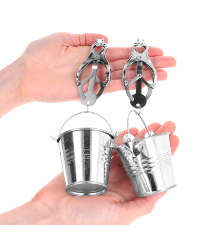 KINK PINZAS PARA PEZONES ESTILO JAPONES CON CUBOS PLATEADO