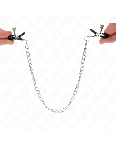 KINK PINZAS PARA PEZONES PLANAS NEGRO CON CADENA PLATEADO 34 CM KINK PINZAS PARA PEZONES PLANAS NEGRO CON CADENA PLATEADO 34 CM