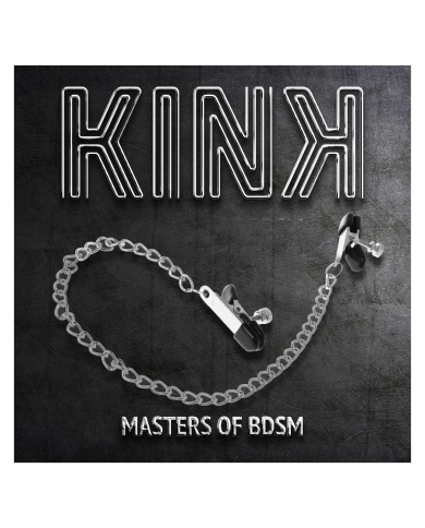 KINK PINZAS PARA PEZONES PLANAS NEGRO CON CADENA PLATEADO 34 CM KINK PINZAS PARA PEZONES PLANAS NEGRO CON CADENA PLATEADO 34 CM