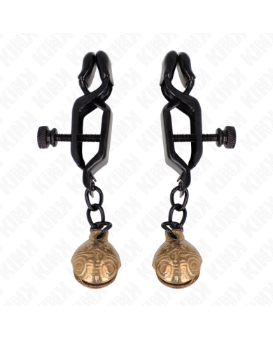 KINK PINZAS PARA PEZONES PLANAS NEGRO CON CASCABEL 7 CM