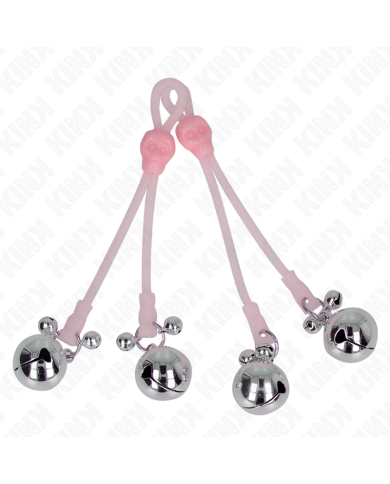 KINK PINZAS PARA PEZONES LUMINOSAS FORMA CALABERA CON CASCABEL SONORO AJUSTABLE ROSA PLATEADO KINK PINZAS PARA PEZONES LUMINOSAS FORMA CALABERA CON CASCABEL SONORO AJUSTABLE ROSA PLATEADO
