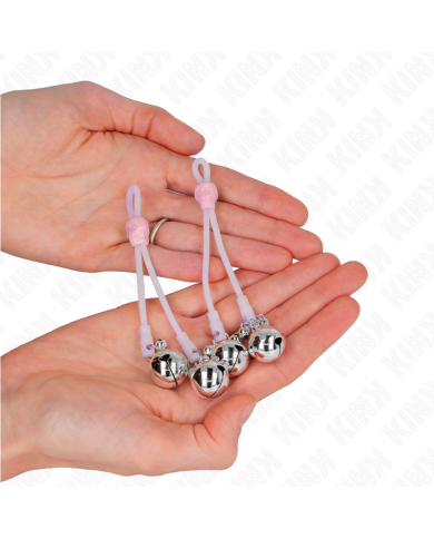 KINK PINZAS PARA PEZONES LUMINOSAS FORMA CALABERA CON CASCABEL SONORO AJUSTABLE ROSA PLATEADO KINK PINZAS PARA PEZONES LUMINOSAS FORMA CALABERA CON CASCABEL SONORO AJUSTABLE ROSA PLATEADO