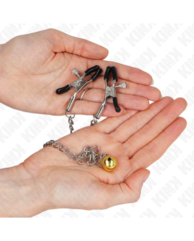 KINK PINZAS PARA PEZONES CON CAMPANA DORADO Y CADENA 30 CM KINK PINZAS PARA PEZONES CON CAMPANA DORADO Y CADENA 30 CM