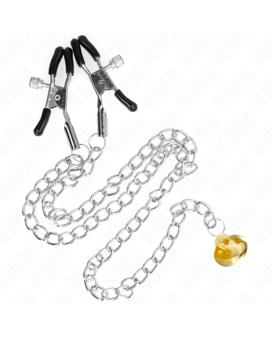 KINK PINZAS PARA PEZONES CON CAMPANA CASCABEL DORADO Y CADENA 30 CM KINK PINZAS PARA PEZONES CON CAMPANA CASCABEL DORADO Y CADENA 30 CM