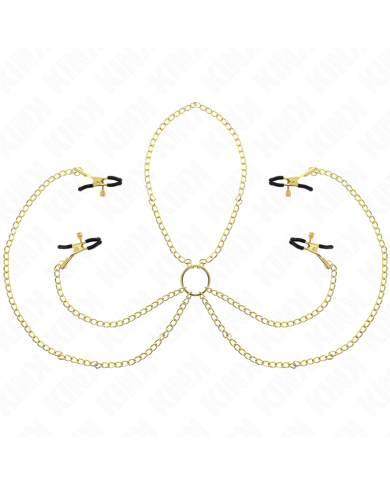 KINK PINZAS PARA PEZONES Y CLITORIS 4 ENGANCHES AJUSTABLE DORADO KINK PINZAS PARA PEZONES Y CLITORIS 4 ENGANCHES AJUSTABLE DORADO