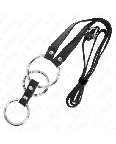 KINK ANILLO PENE METAL TRIPLE 38 CM A 5 CM CON CINTURON POLIPIEL 112 CM KINK ANILLO PENE METAL TRIPLE 38 CM A 5 CM CON CINTURON POLIPIEL 112 CM