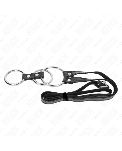 KINK ANILLO PENE METAL TRIPLE 38 CM A 5 CM CON CINTURON POLIPIEL 112 CM KINK ANILLO PENE METAL TRIPLE 38 CM A 5 CM CON CINTURON POLIPIEL 112 CM