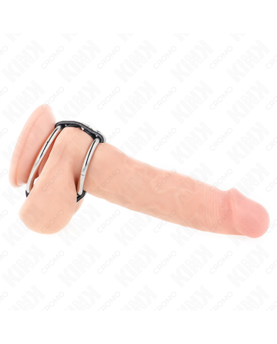 KINK ANILLO PENE METAL DOBLE 38 CM A 5 CM CONECTADOS CON CUERO KINK ANILLO PENE METAL DOBLE 38 CM A 5 CM CONECTADOS CON CUERO