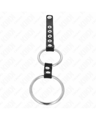 KINK ANILLO PENE METAL DOBLE 38 CM A 5 CM CONECTADOS CON CUERO KINK ANILLO PENE METAL DOBLE 38 CM A 5 CM CONECTADOS CON CUERO