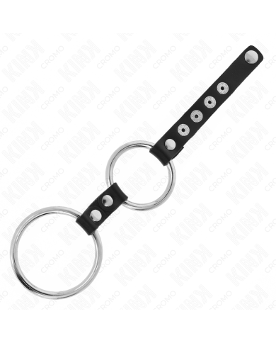 KINK ANILLO PENE METAL DOBLE 38 CM A 5 CM CONECTADOS CON CUERO KINK ANILLO PENE METAL DOBLE 38 CM A 5 CM CONECTADOS CON CUERO