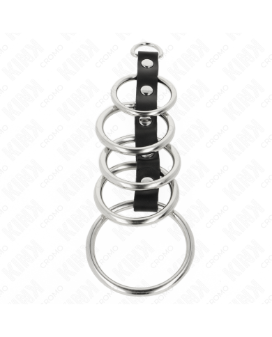 KINK 5 ANILLOS PENE METAL 32 CM A 5 CM CONECTADOS POR POLIPIEL