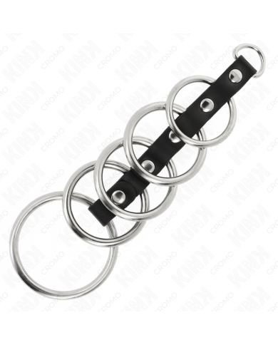 KINK 5 ANILLOS PENE METAL 32 CM A 5 CM CONECTADOS POR POLIPIEL