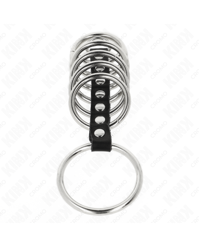 KINK 7 ANILLOS PENE METAL 32 CM A 5 CM CONECTADOS POR POLIPIEL