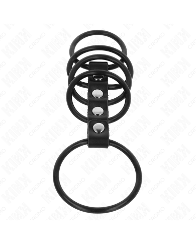 KINK 5 ANILLOS PENE SILICONA 38 CM A 48 CM CONECTADOS POR CUERO